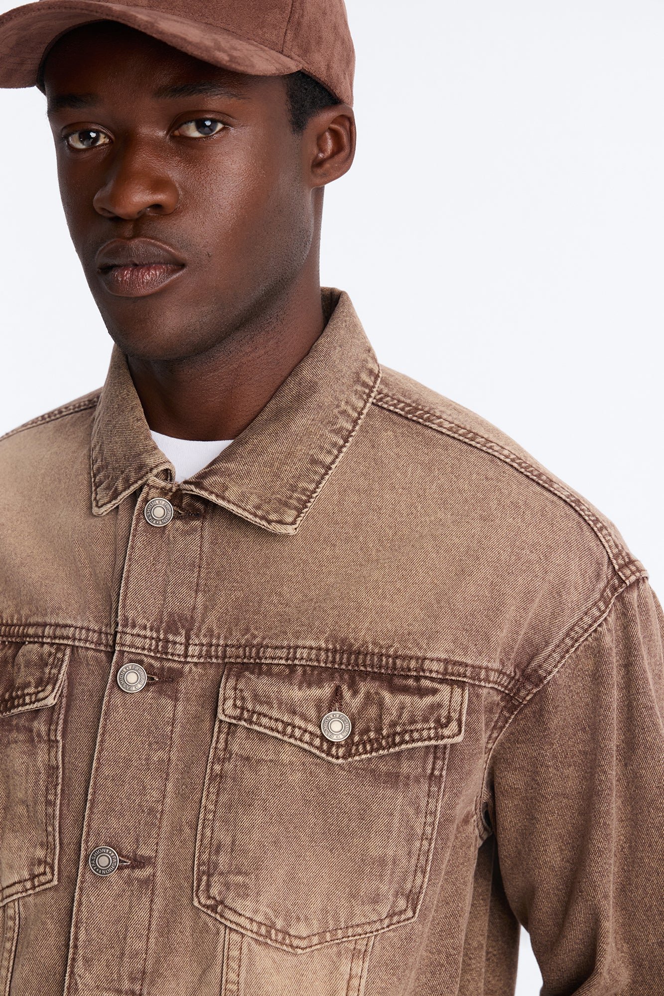 Relaxed Trucker Denim Jacket Washed Brown