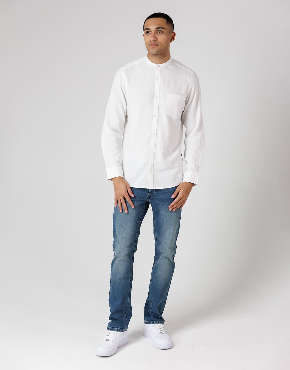 Chemise b lin mkhlout w col grand-père