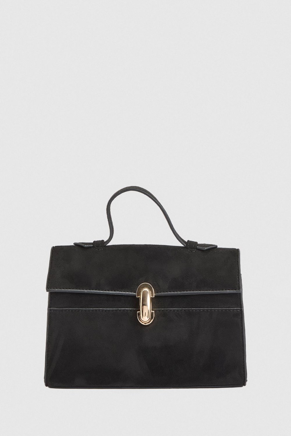 Sac à main à fermoir doré noir