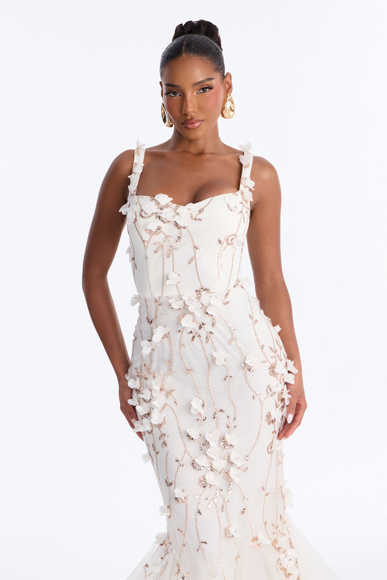 Glitter tulle evening gown