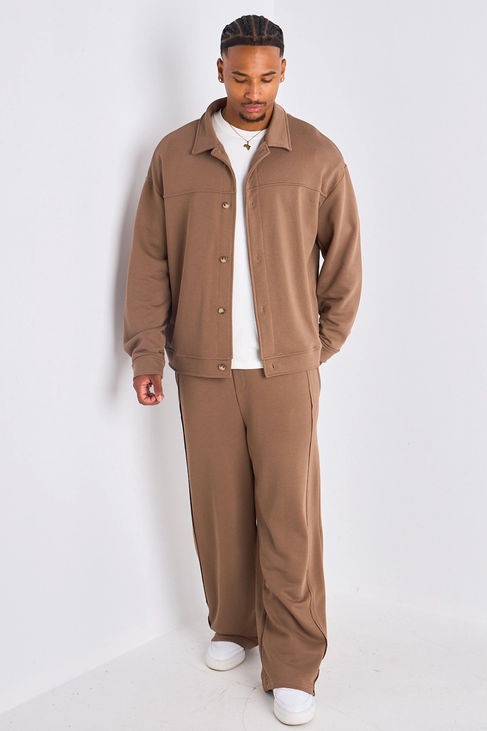 Ensemble veste b boutons w jogging taupe