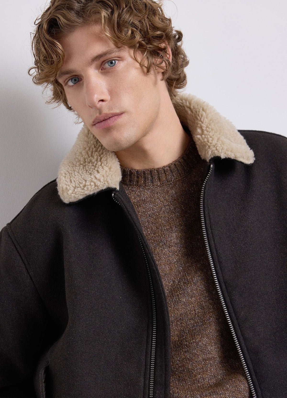 Zip jacket with sherpa collar