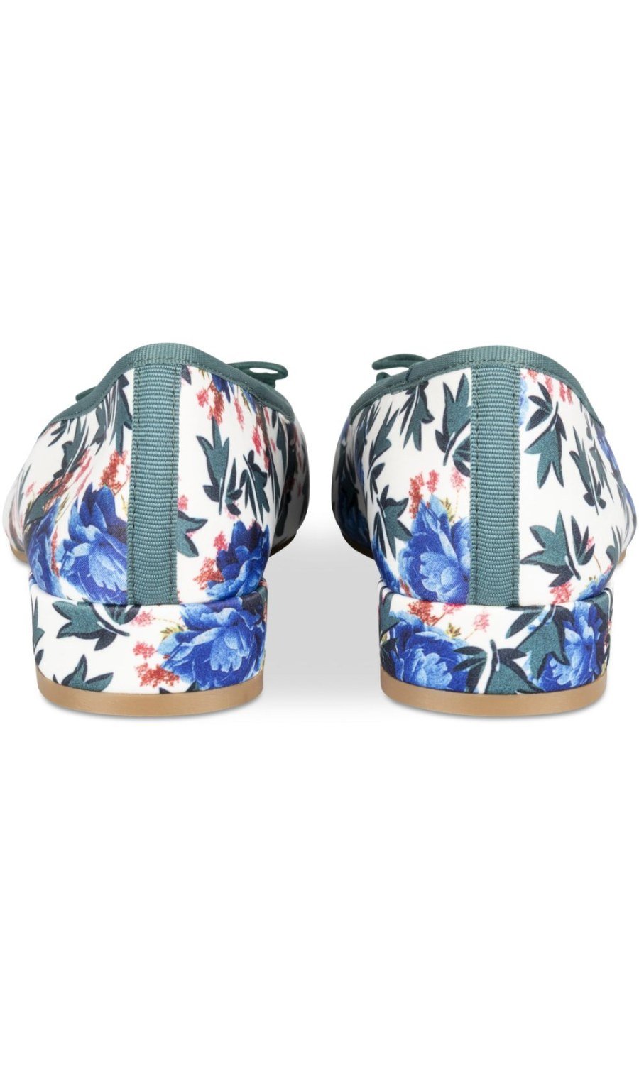 Blue floral block heel ballerinas
