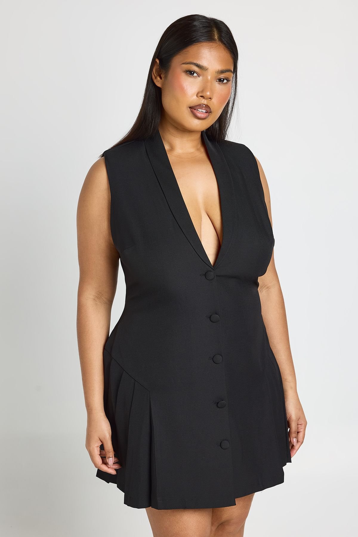 Robe blazer patineuse plissée - Grande taille
