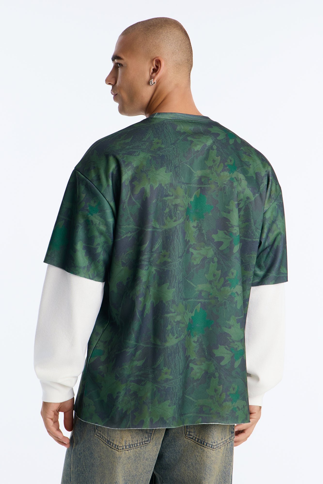 Twofer Waffle Long Sleeve Fleece Shirt