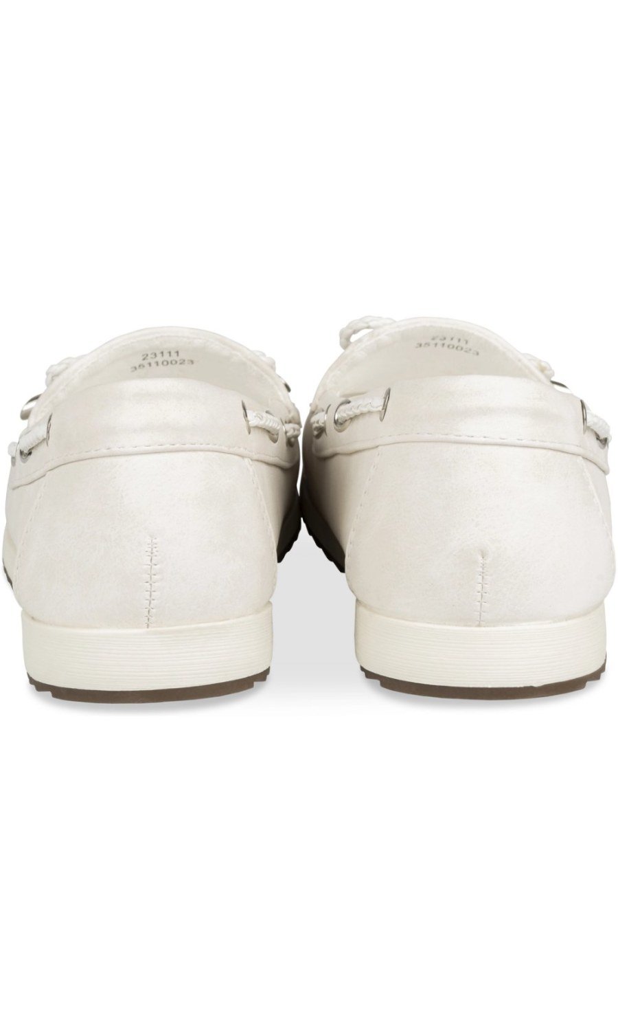 White loafers with bow and eyelets