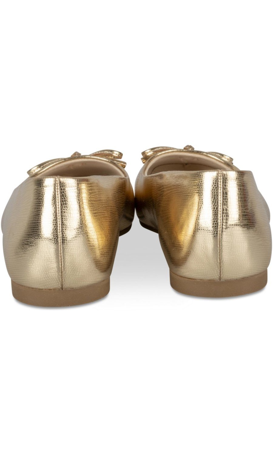 Gold metallic square-toe ballerinas