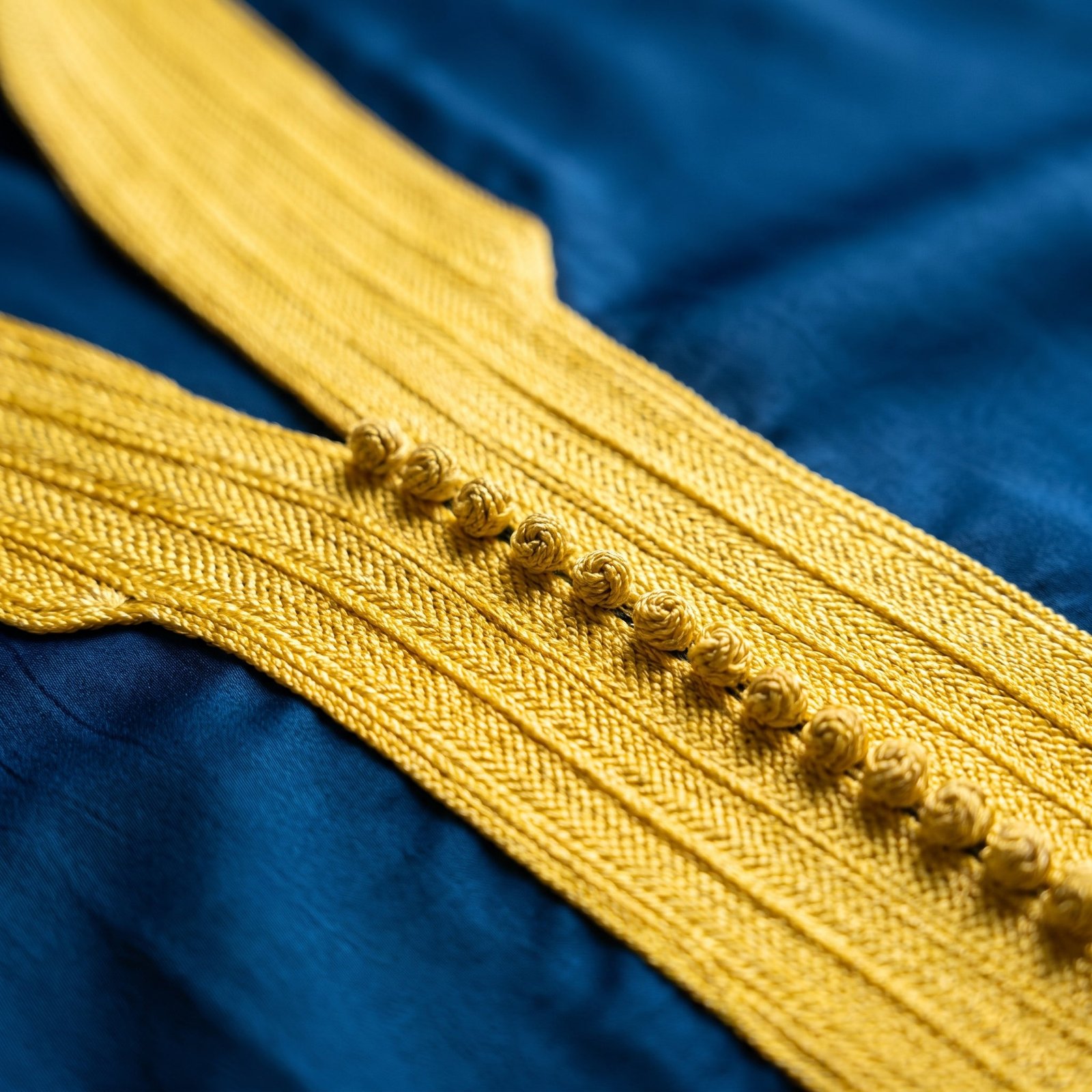 Royal Blue Caftan with Yellow Sfifa