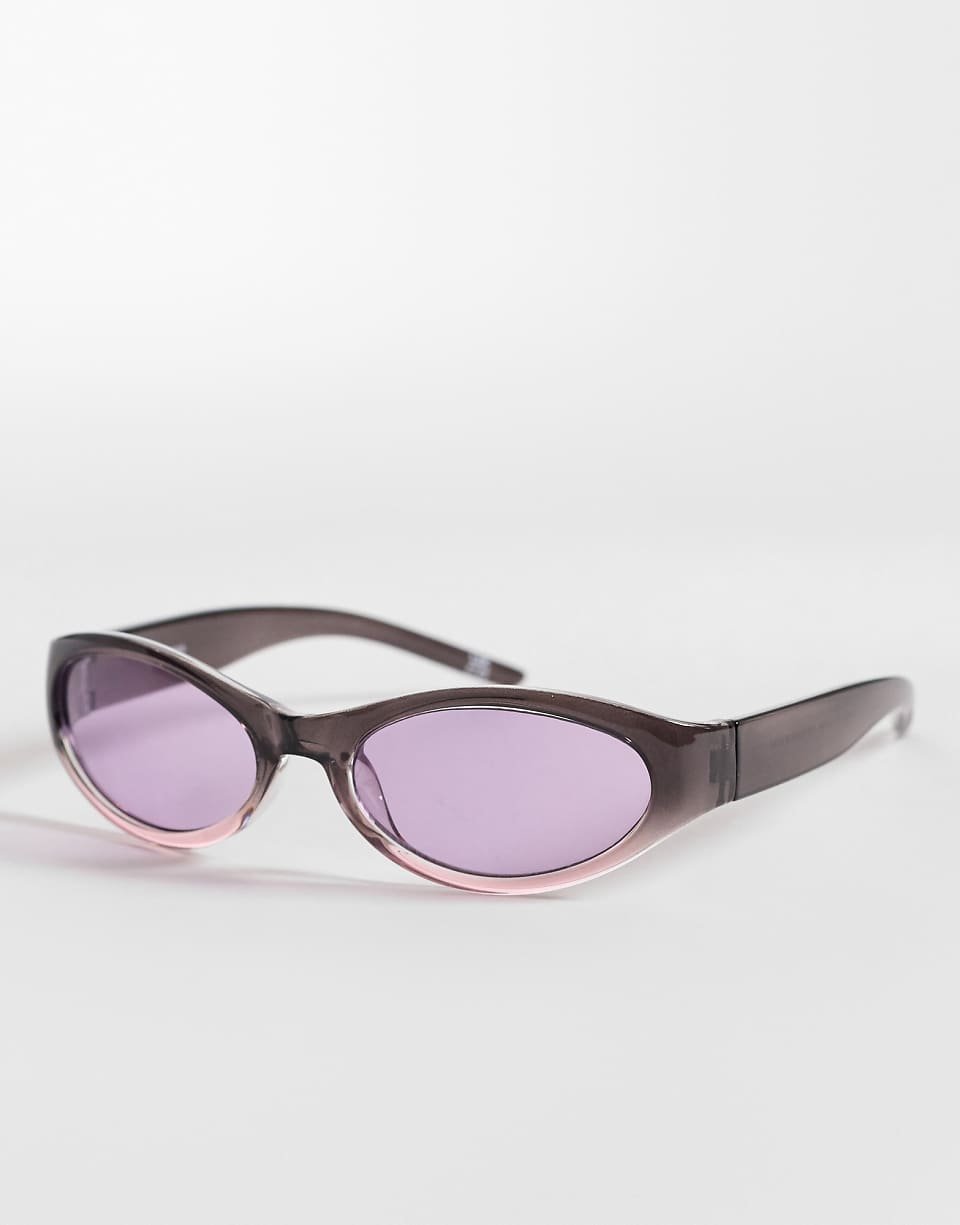 Lunettes de soleil enveloppantes à verres violets - Gris transparent