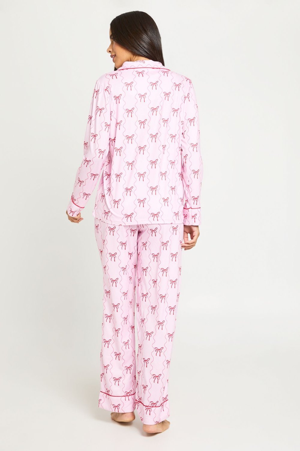 Pyjama chemise et pantalon tout doux rose