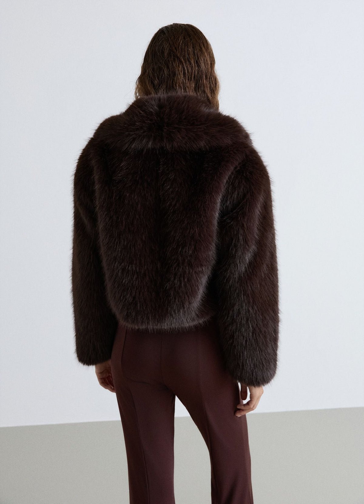 Cropped plush jacket with lapels