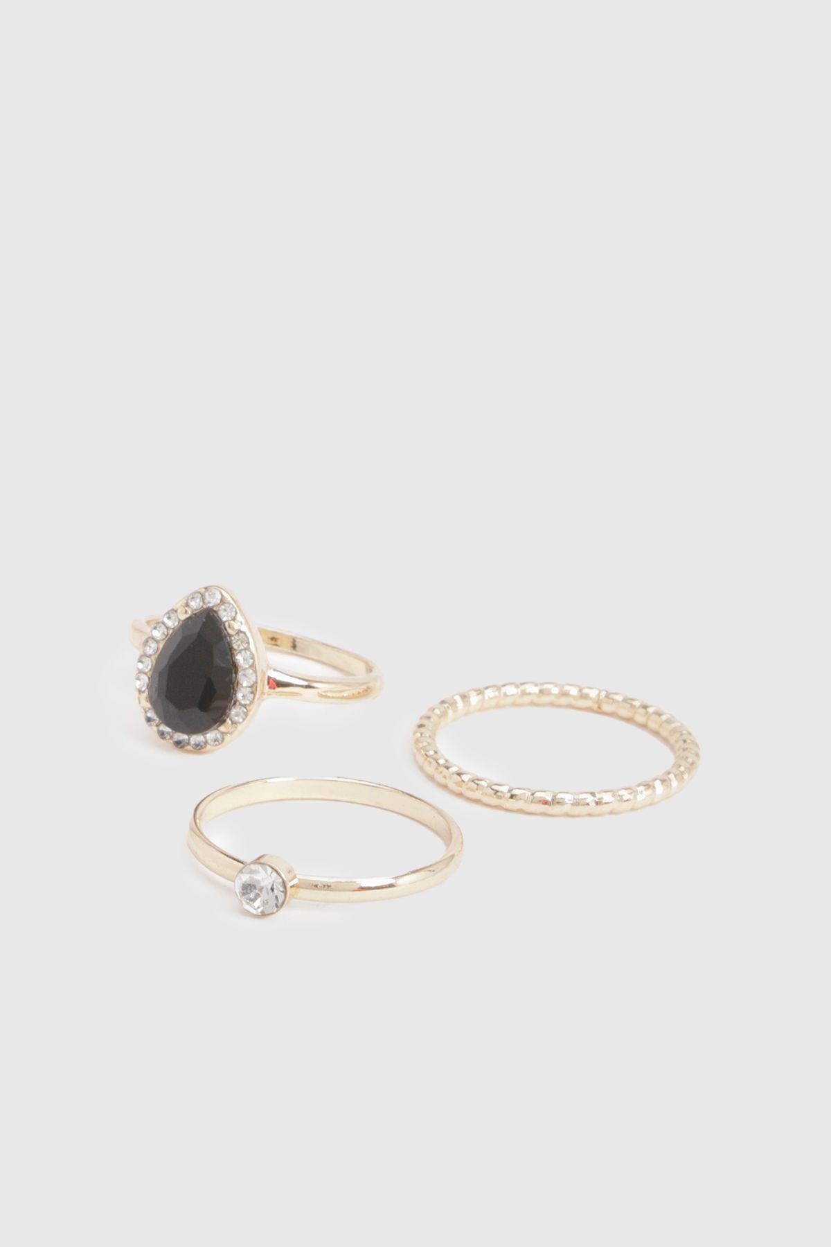 Lot de 3 bagues à pierres noires