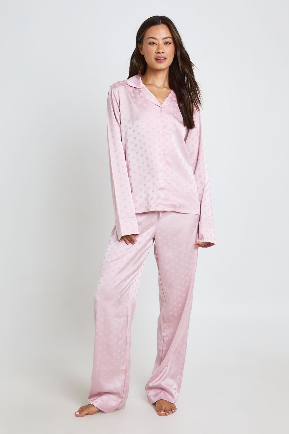 Jacquard satin shirt and trouser pyjama set - Tall