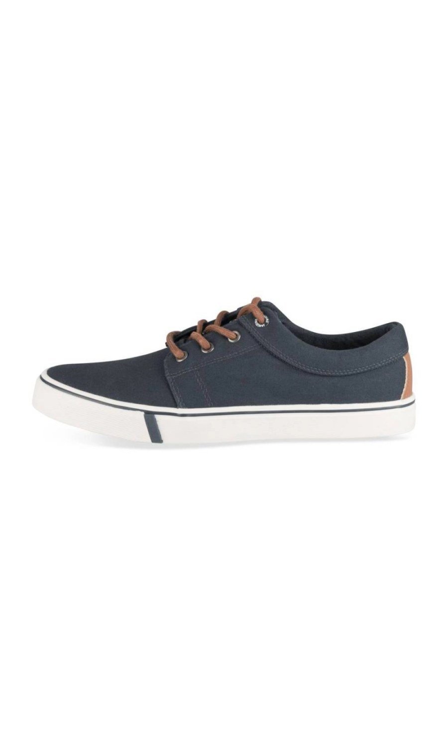 Baskets en toile lacets camel bleu marine