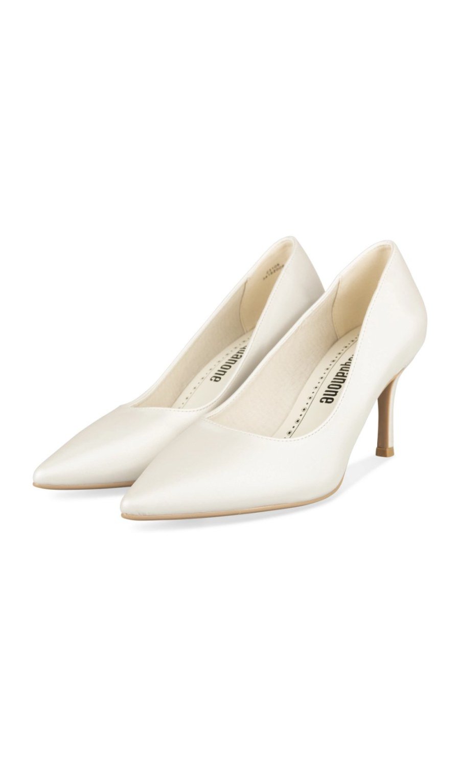 White pointed stiletto pumps