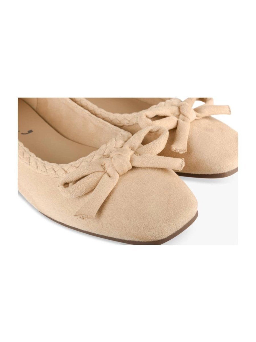 Ballerines suédine bordure tressée beige