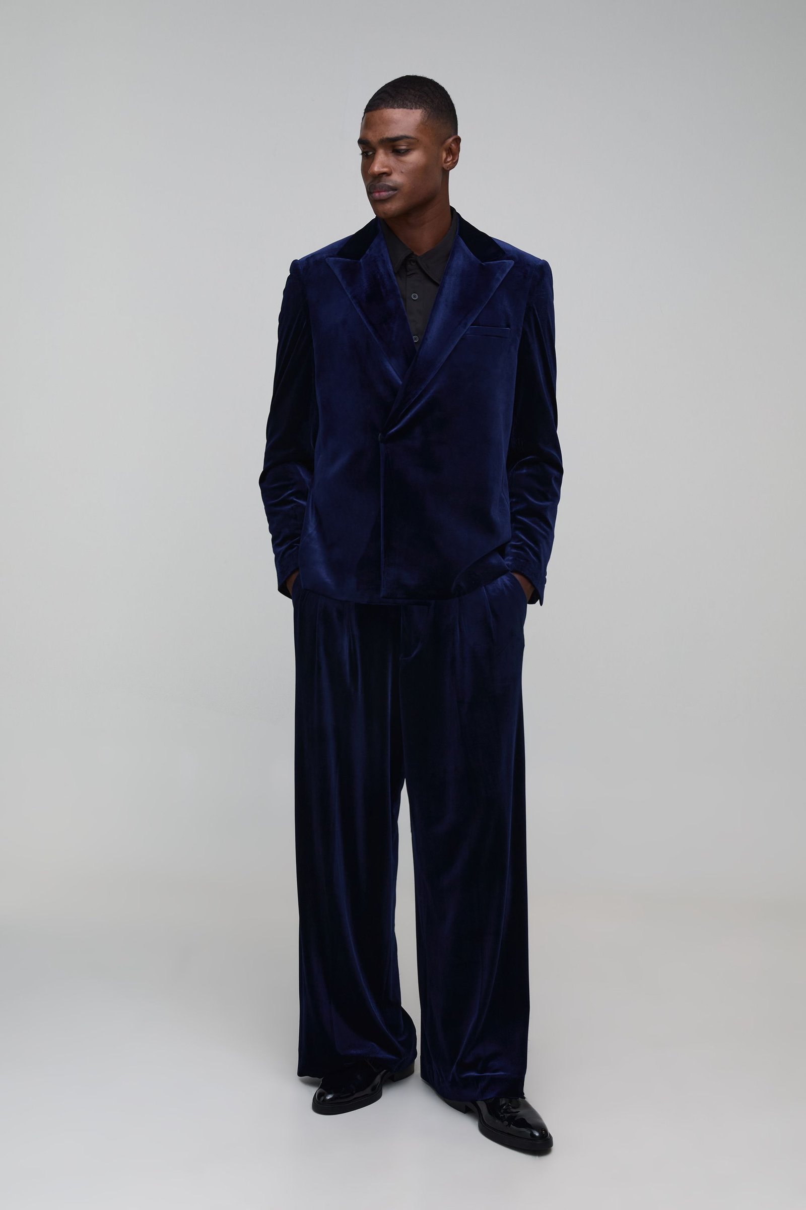 Double-breasted corduroy suit jacket