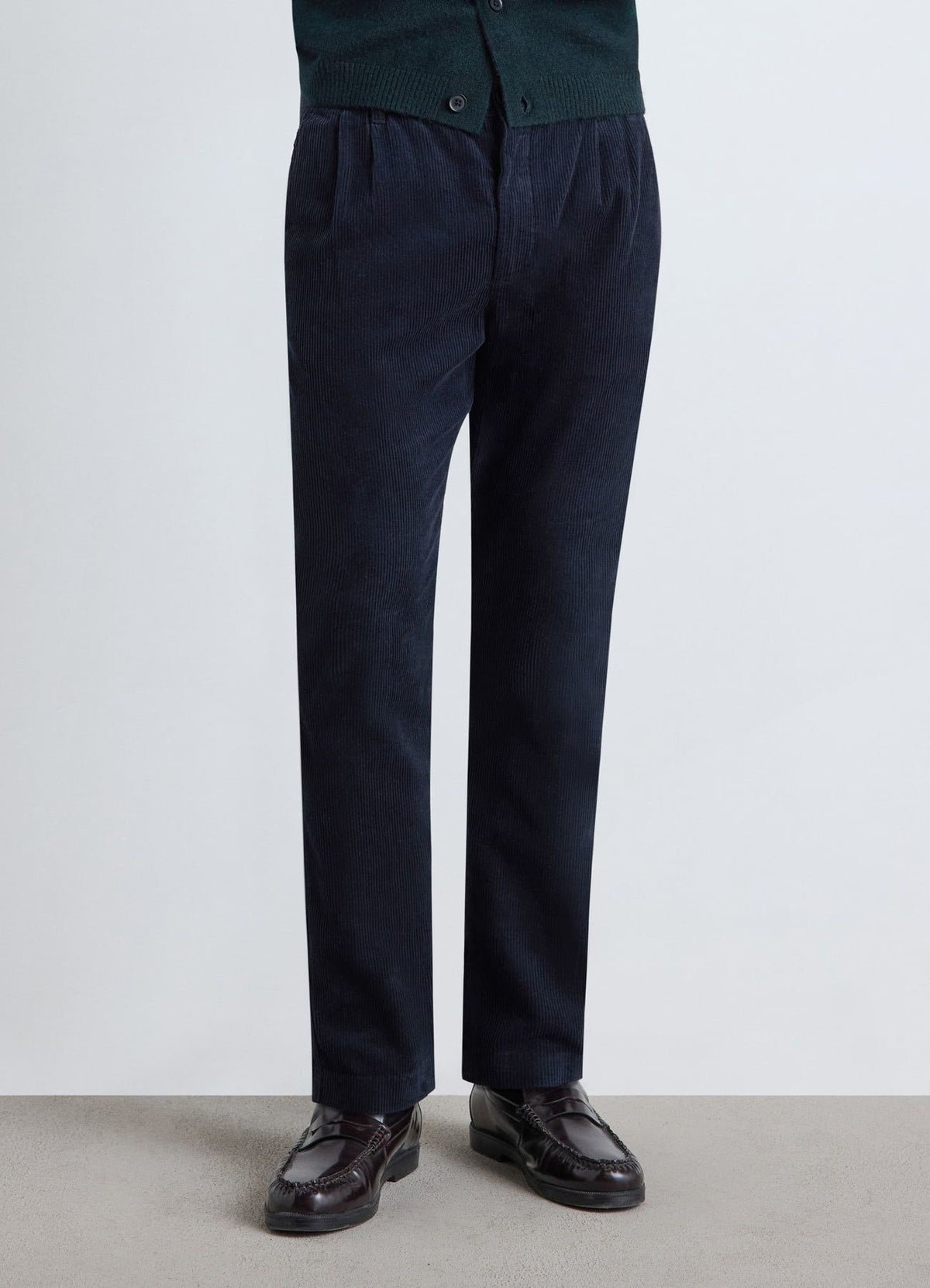 Double-pleat corduroy trousers