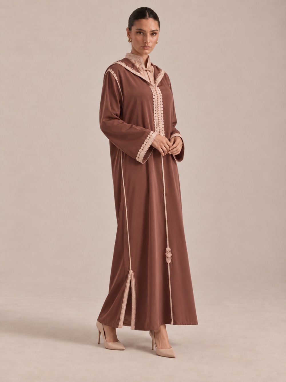 Beige djellaba with matching trousers