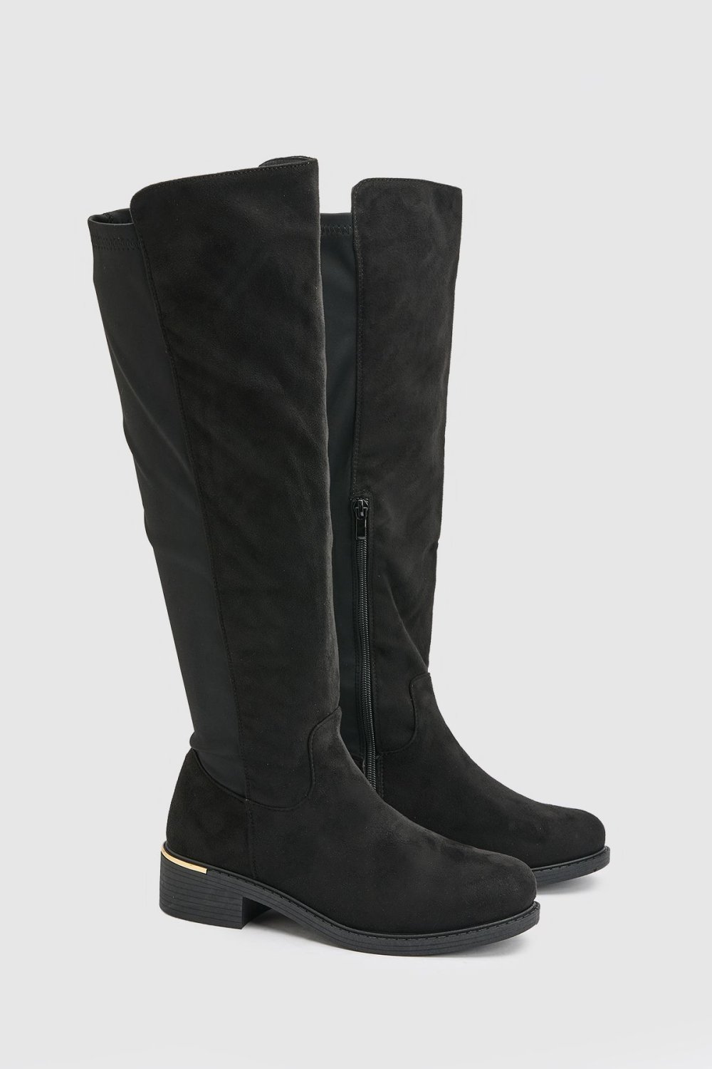 Chunky faux suede knee-high boots