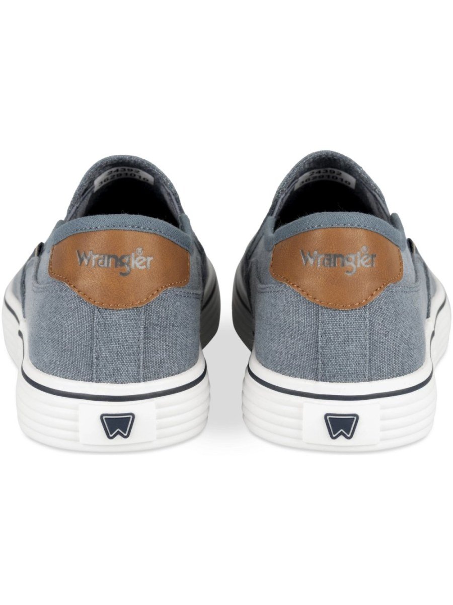Baskets slip-on en toile chinée bleu jean