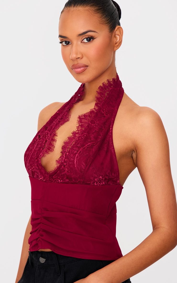 Haut twil f mousseline b décolleté w dentelle