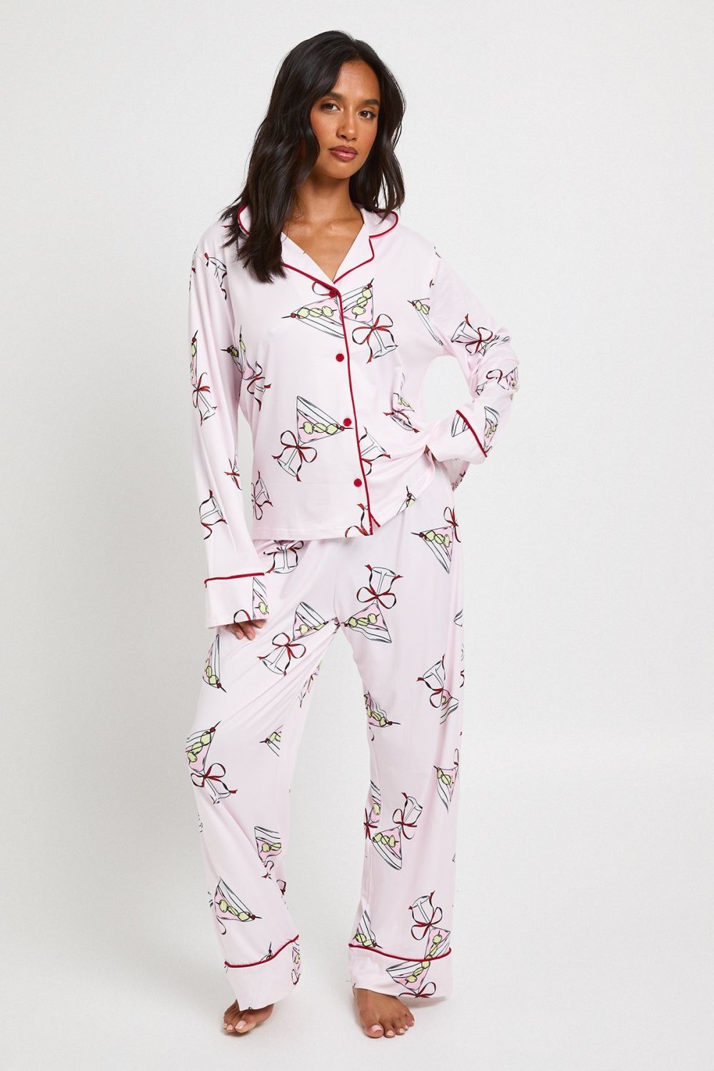 Cocktail print top and trouser pyjama set - Petite