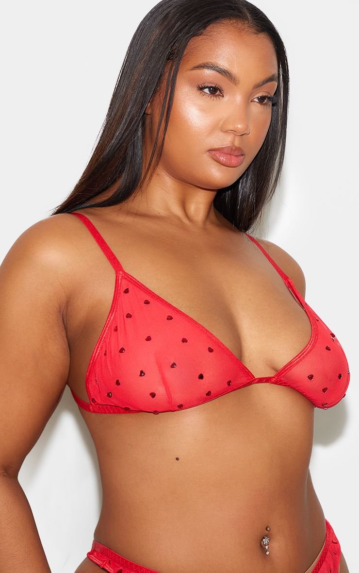 Soutien-gorge triangle à cœur strass - Grande taille