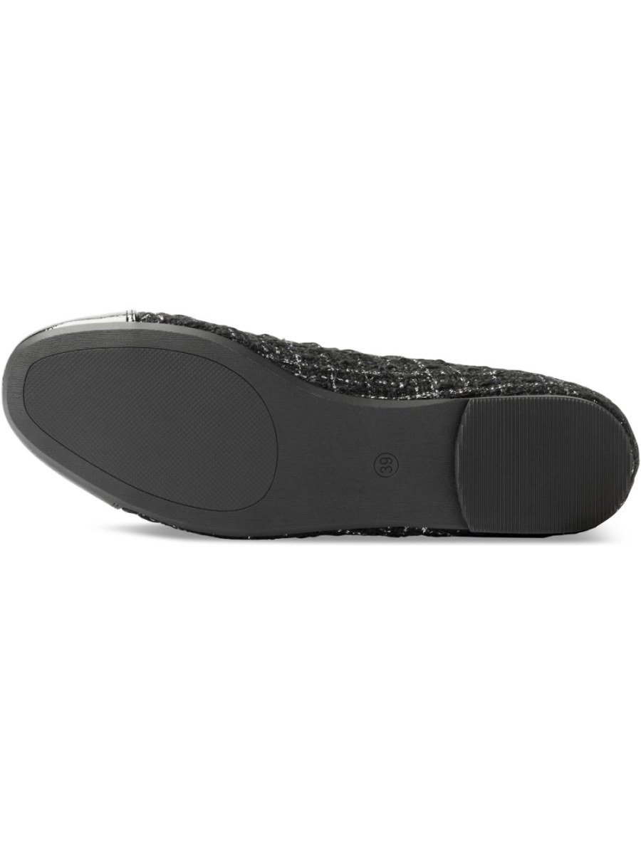 Black tweed-effect ballerinas, patent toe