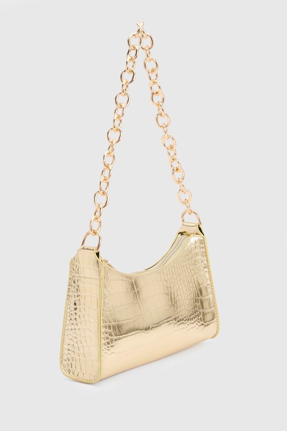 Sac porté épaule effet croco à chaîne