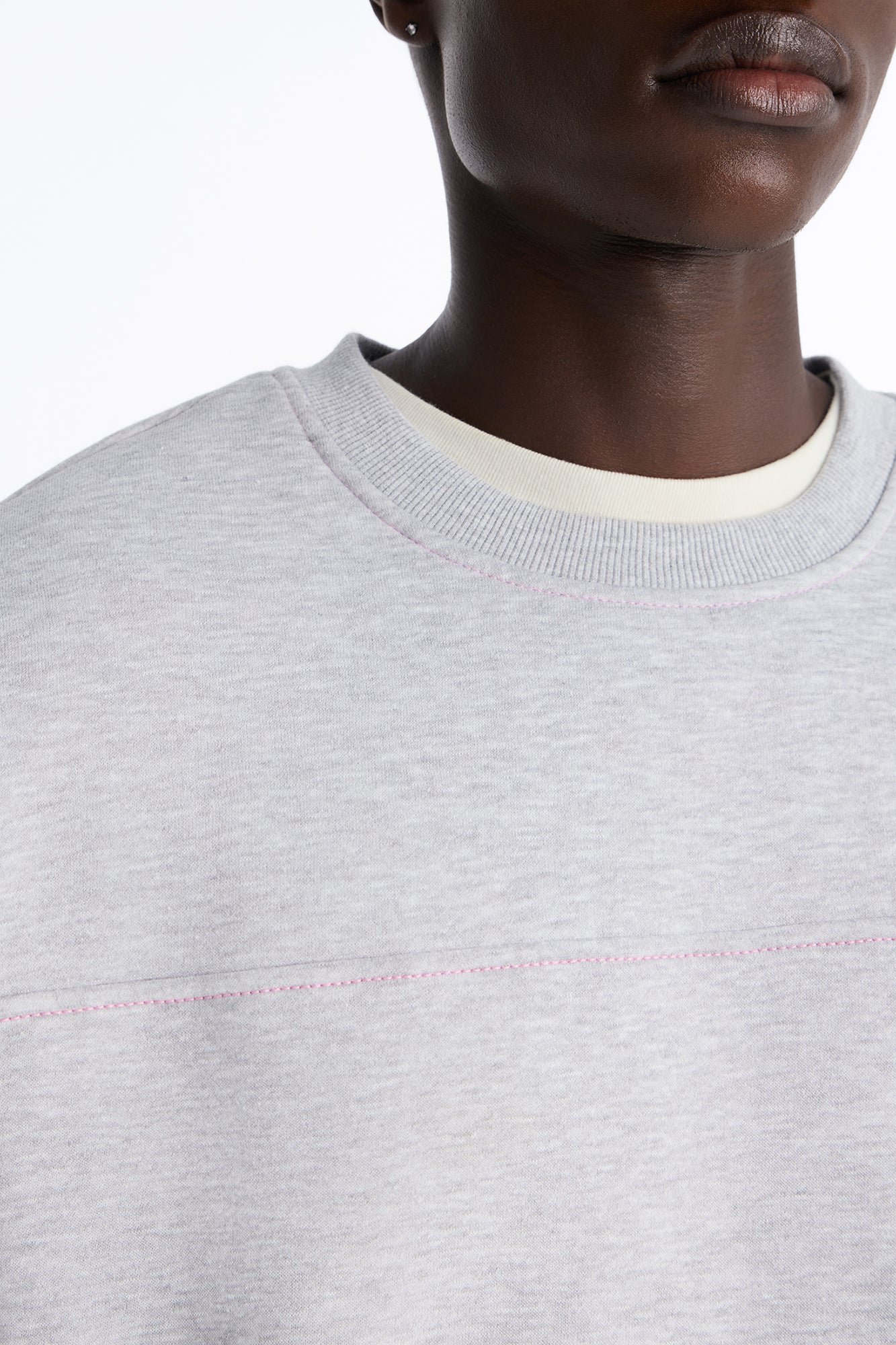 Washed contrast stitch oversized fleece tee