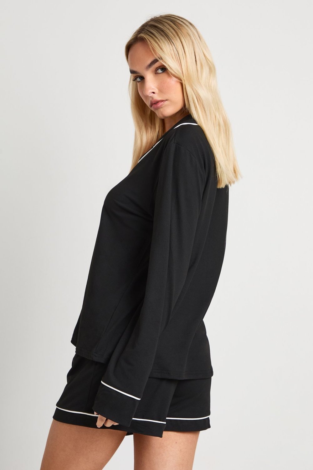 Pyjama chemise w short f jersey b passepoil k7el