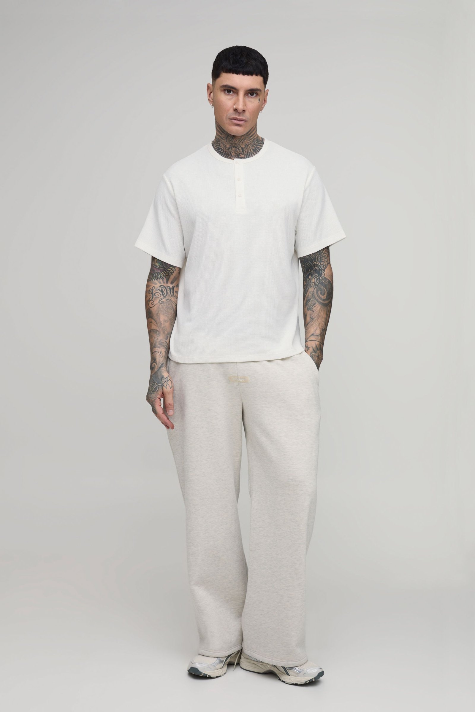 T-shirt Henley Gaufré Coupe Décontractée Tall
