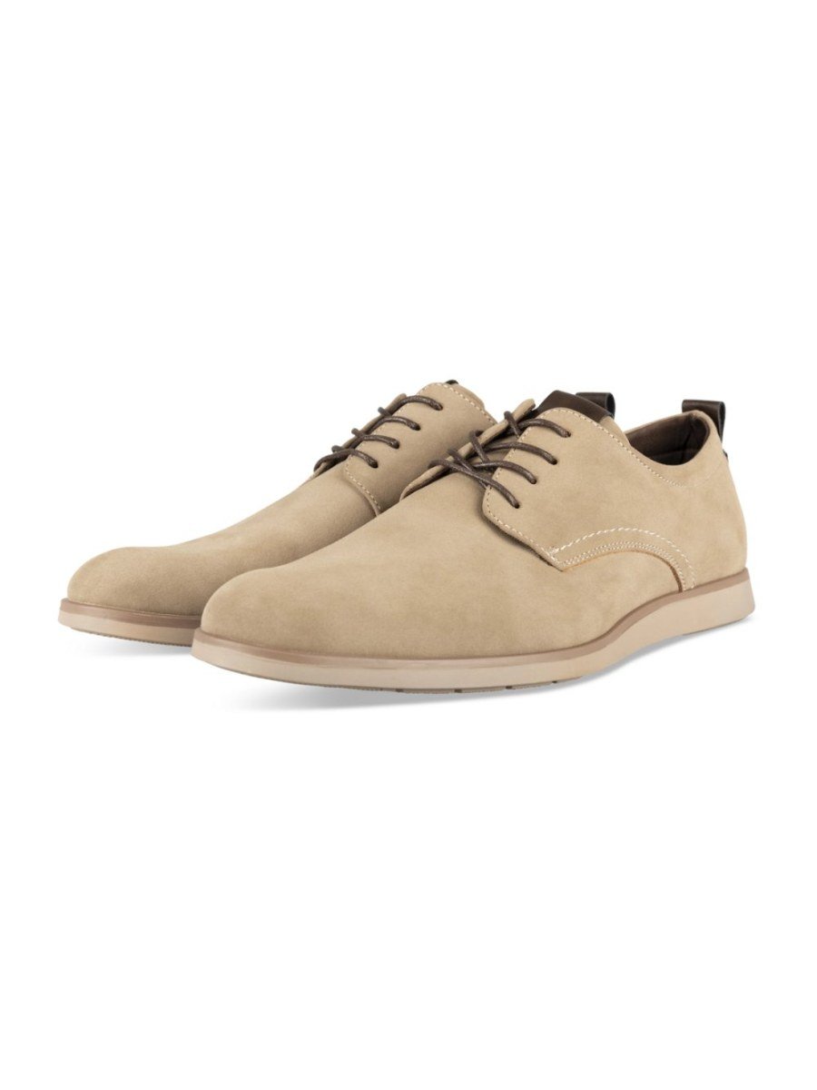 Beige suede-effect derbies