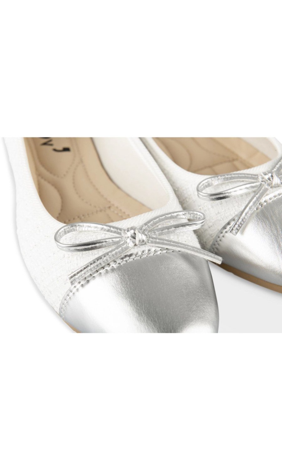 Ballerines effet tweed bout argenté blanches