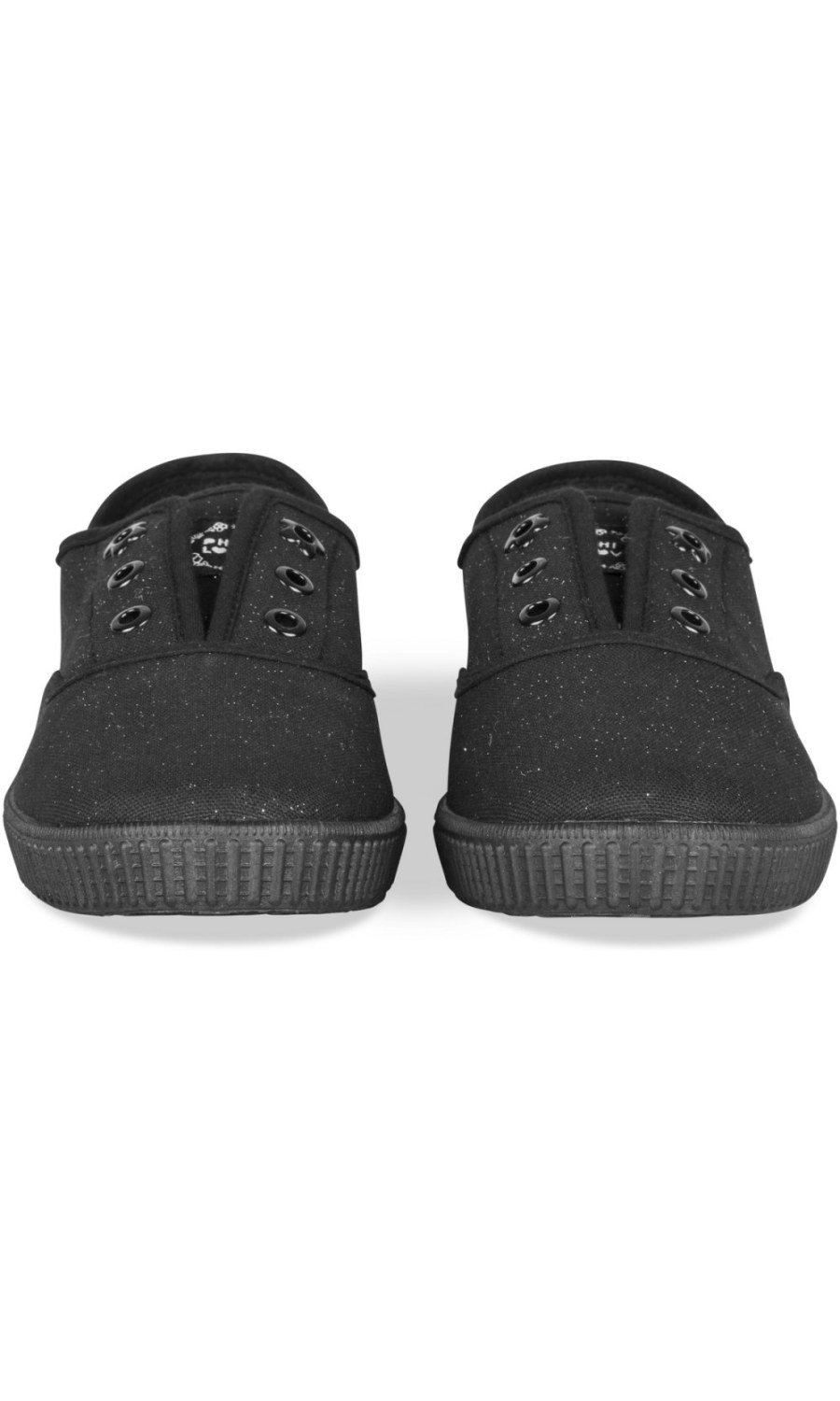 Black glitter canvas plimsolls