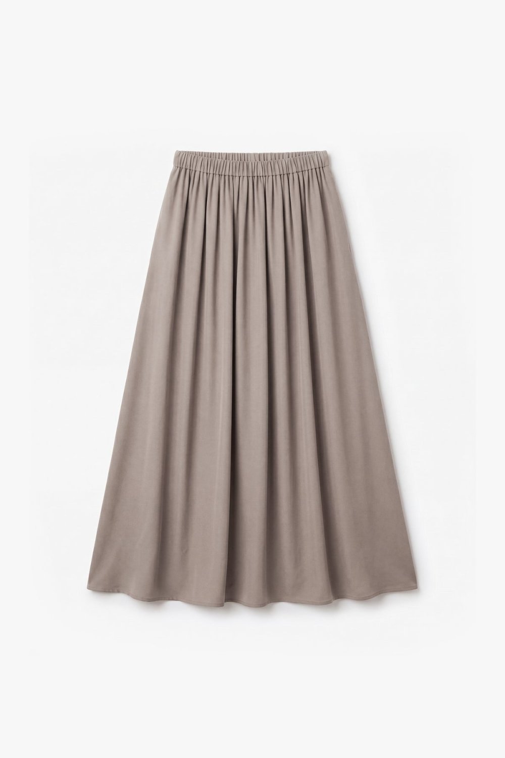 Jupe longue en crêpe à taille élastiquée - Gris taupe