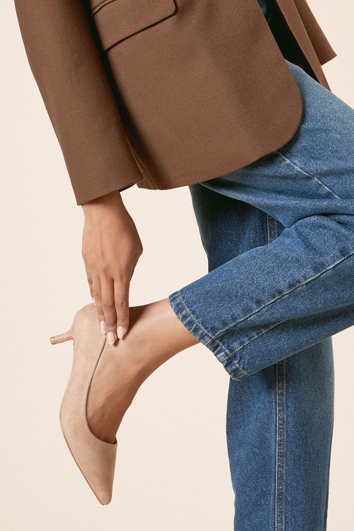 Escarpins b talon sghir - Beige