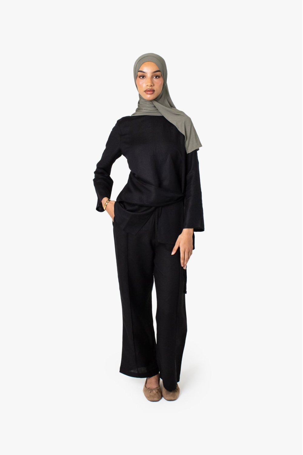 Serwal droit lin w coton - K7el