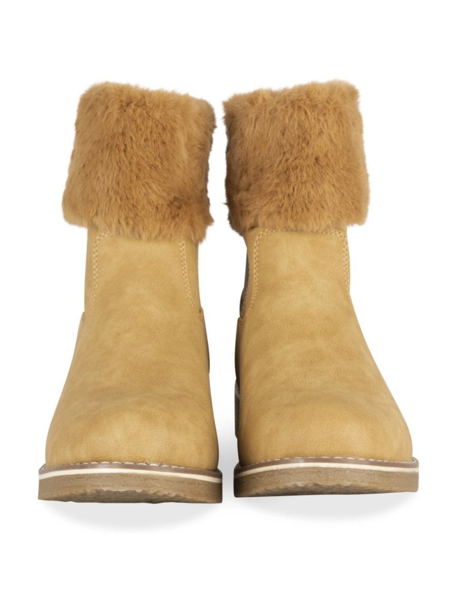 Bottines à col fausse fourrure camel