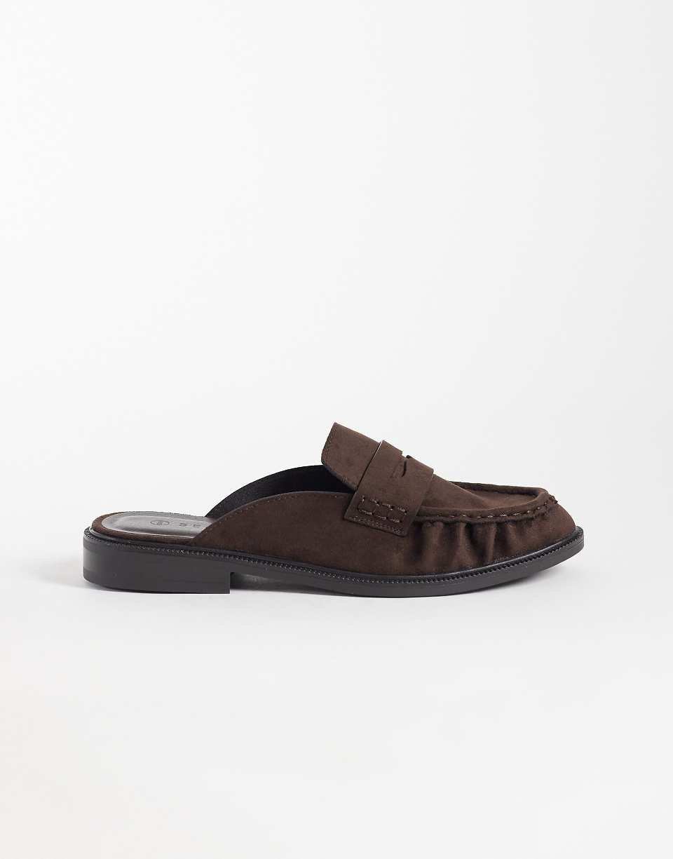 Cadilliac - Mules style mocassins en imitation daim - Marron chocolat