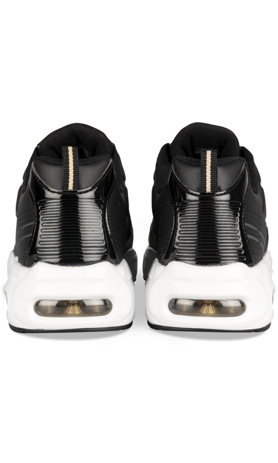 Black and gold retro sneakers with air bubble sole