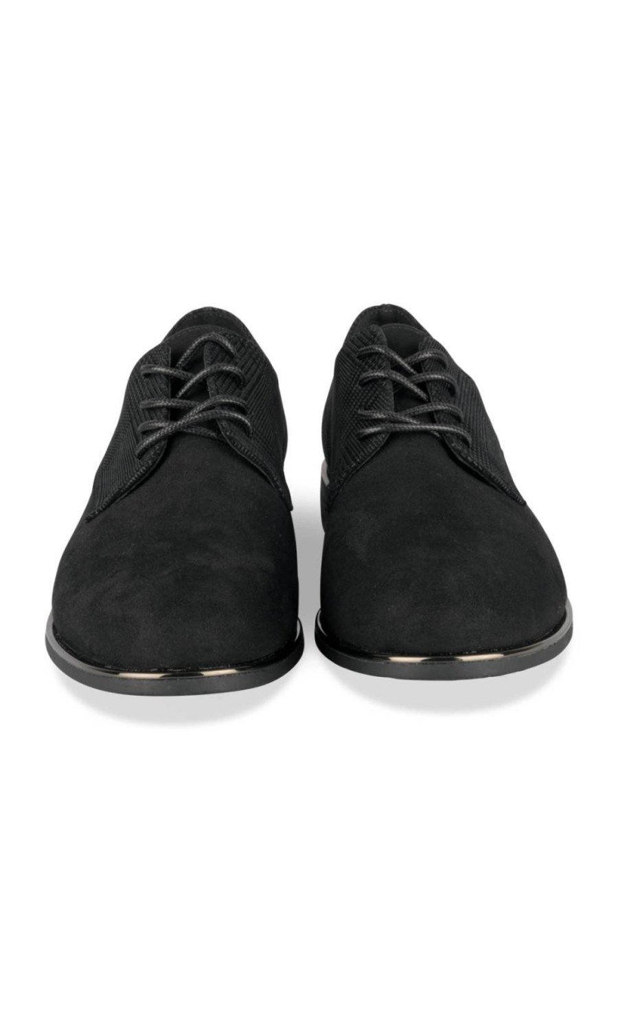 Black faux suede derbies with check panel