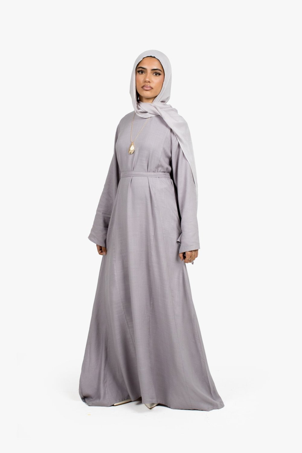 Pleated tie-waist maxi dress - Grey