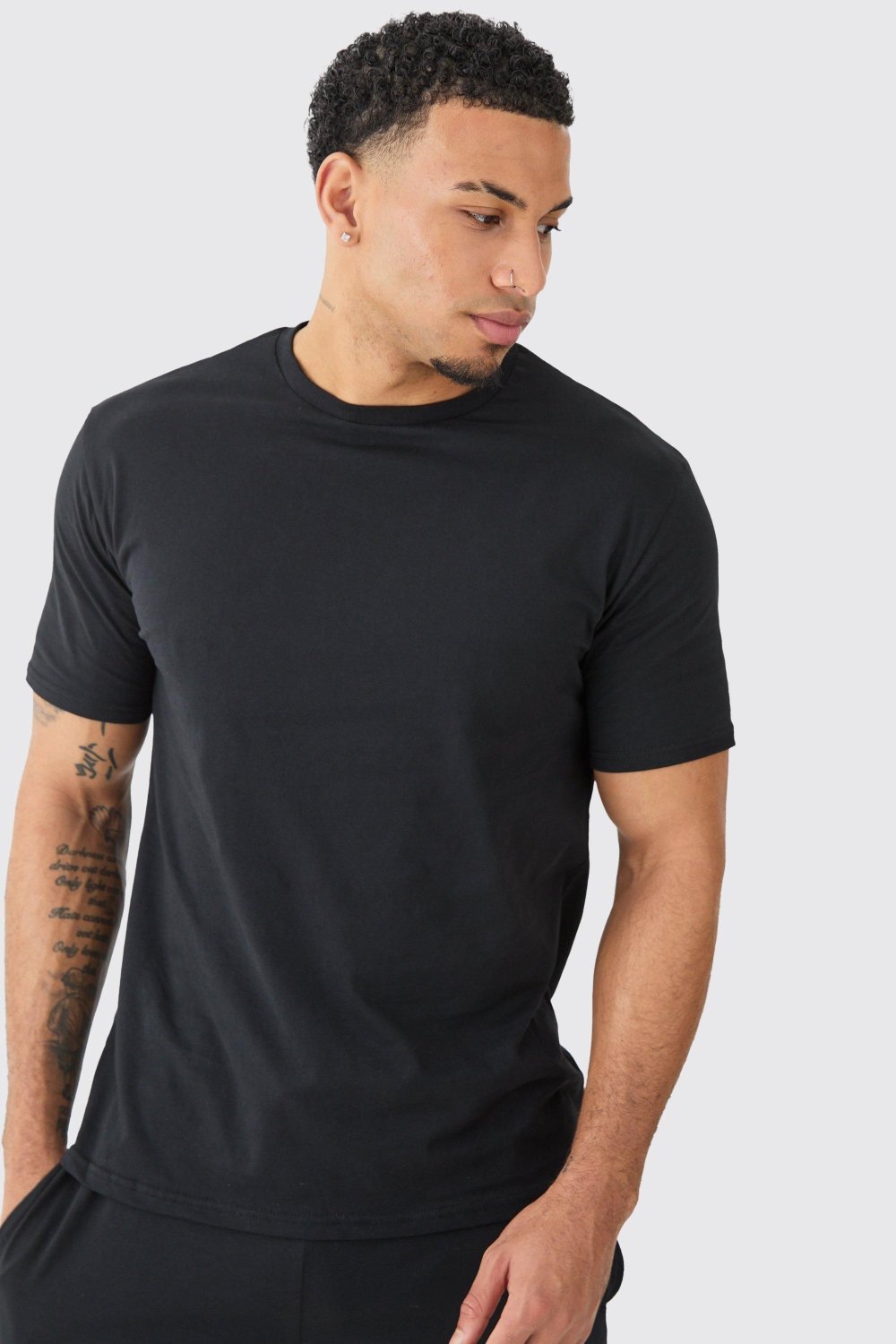Black T-shirt and shorts lounge set