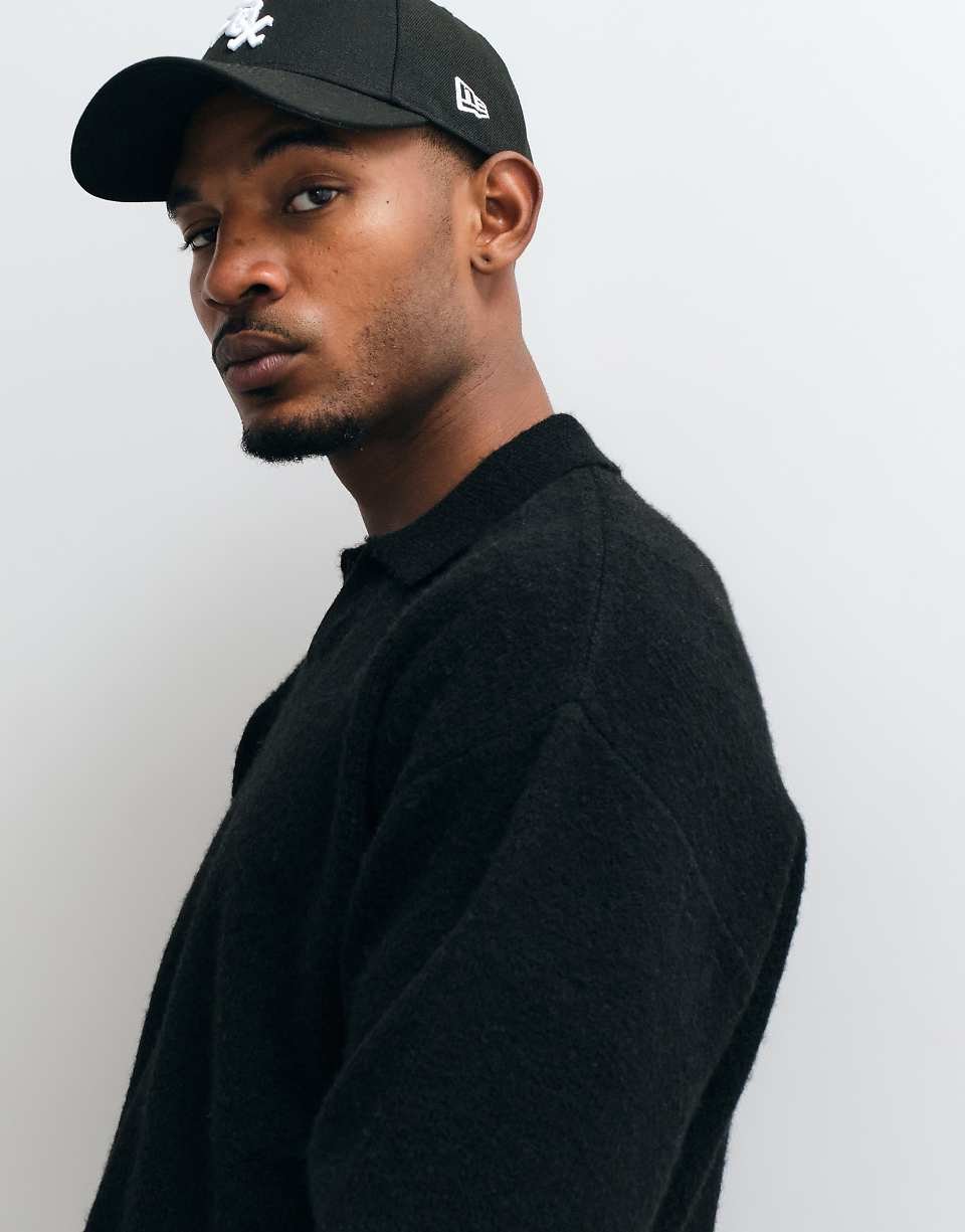 Oversized fluffy polo jumper - Black