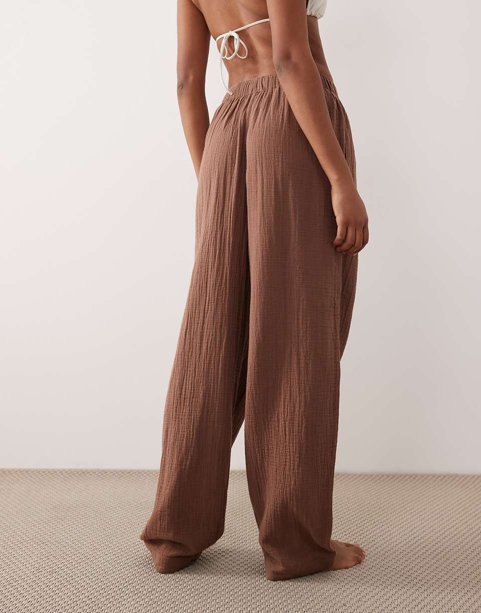ASOS DESIGN Tall - Callie - Serwal plage mnfoukh b gaze - Moka