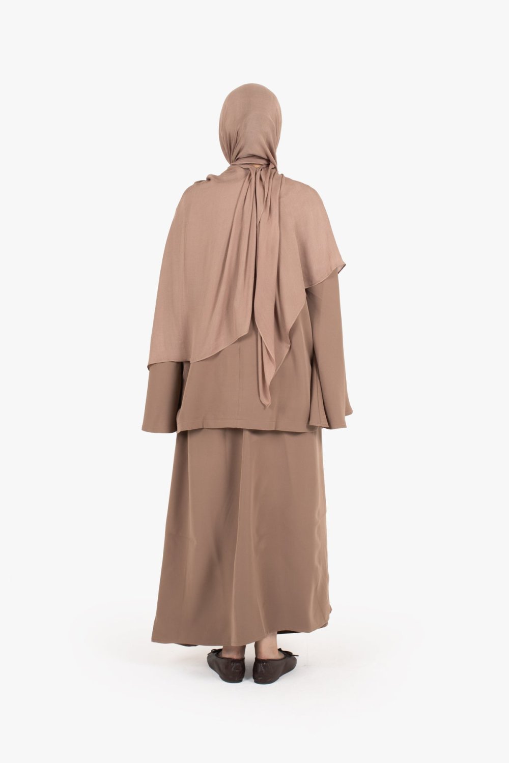 Elasticated crepe maxi skirt - Taupe