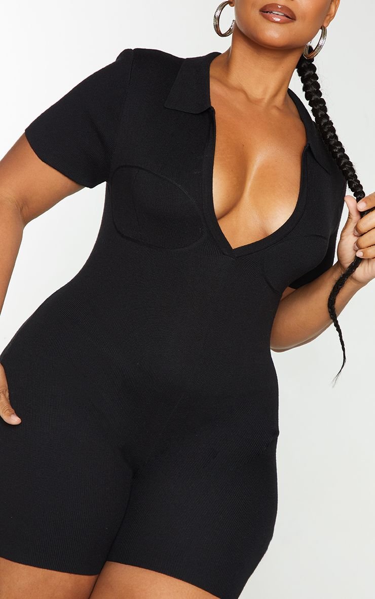 Combinaison col chemise maille fine - Grande taille