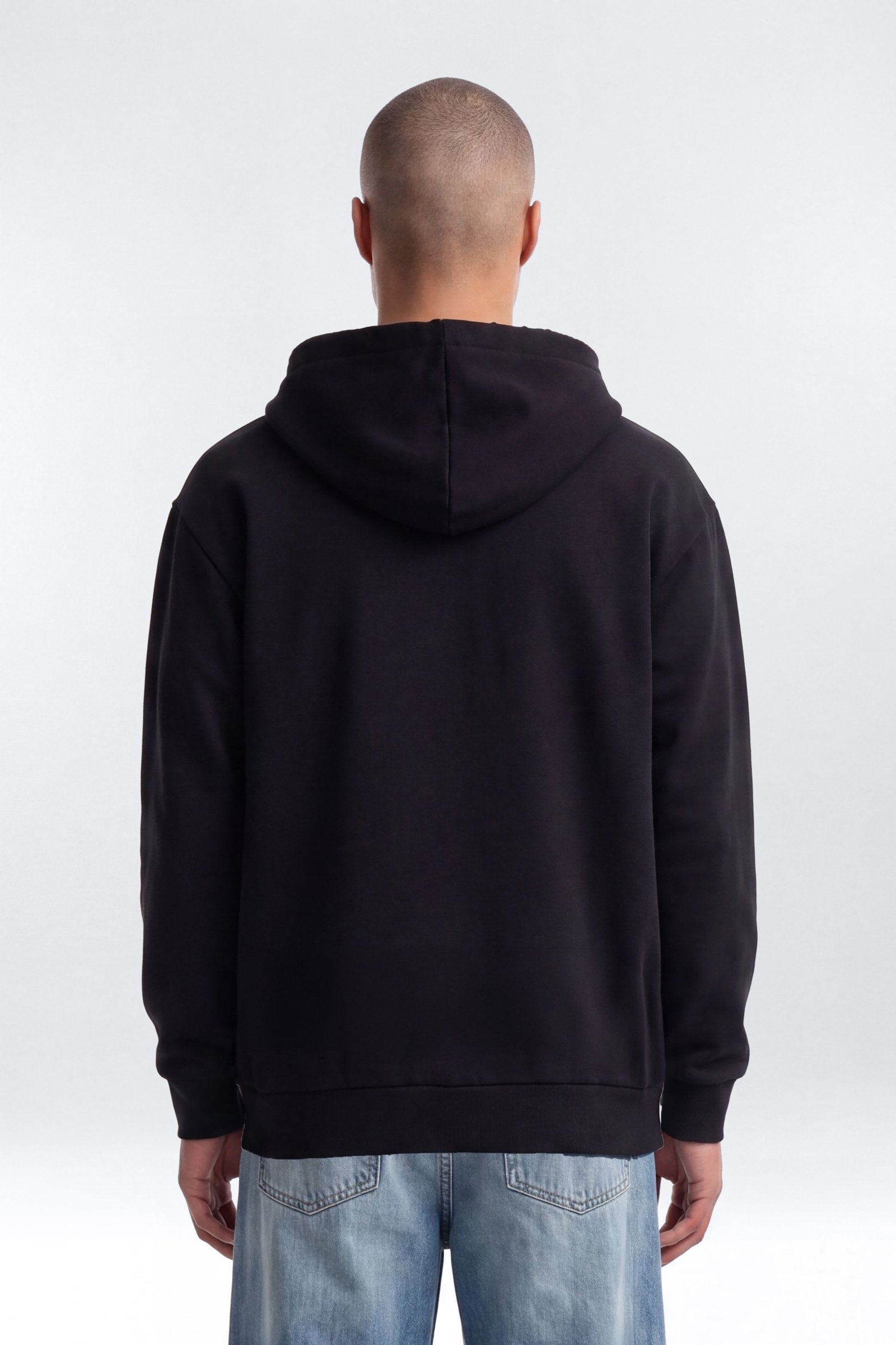 Sweat à capuche zippé oversize délavé à écusson